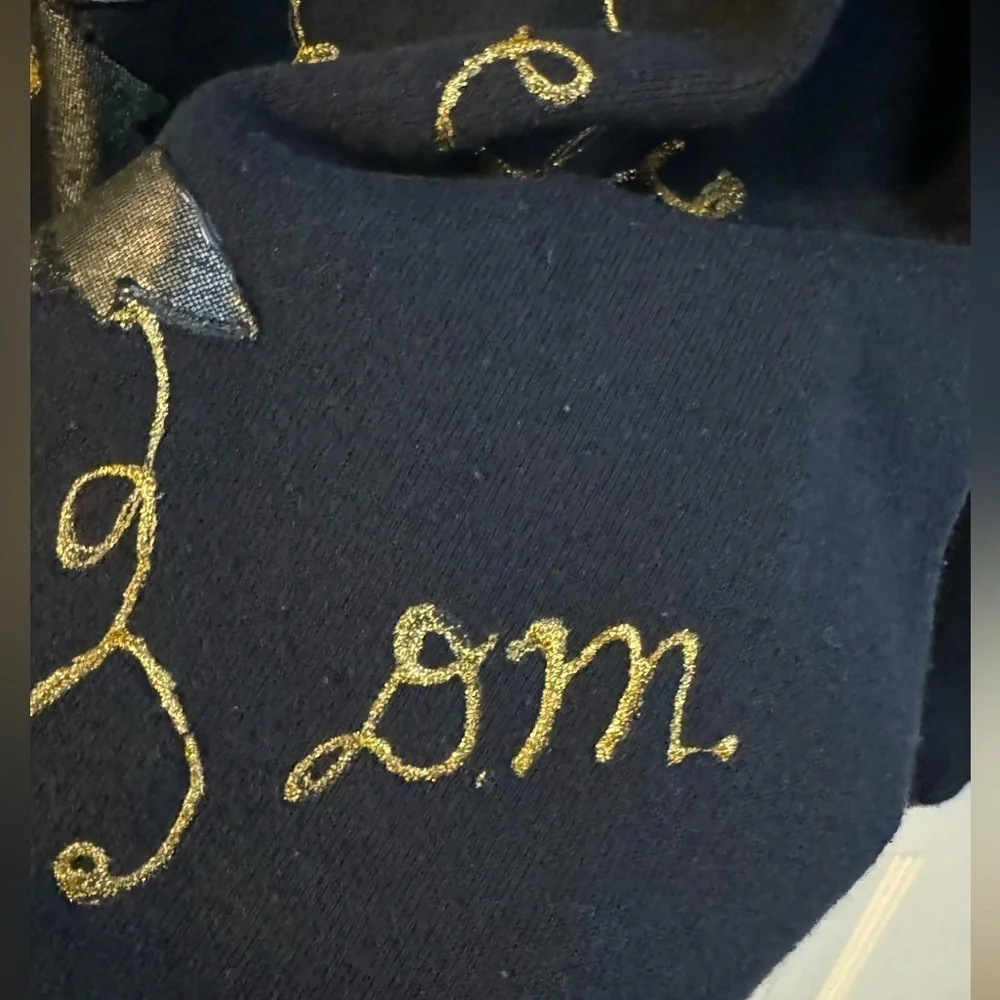 90’s Embroidered HandPainted Fall Black & Gold Leaf Sweatershirt Grannycore Lg - Picture 7 of 13